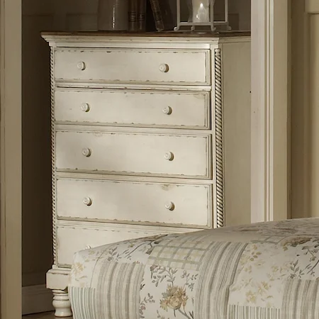 Chest of Drawers w/ Brown Wood Top